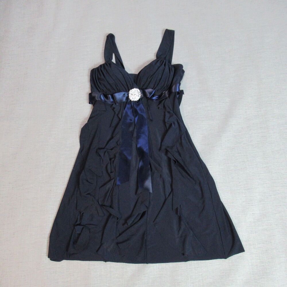 Dressbarn Collection Dress Womens 8P Navy Ruffles Formal Cocktail Prom New Years